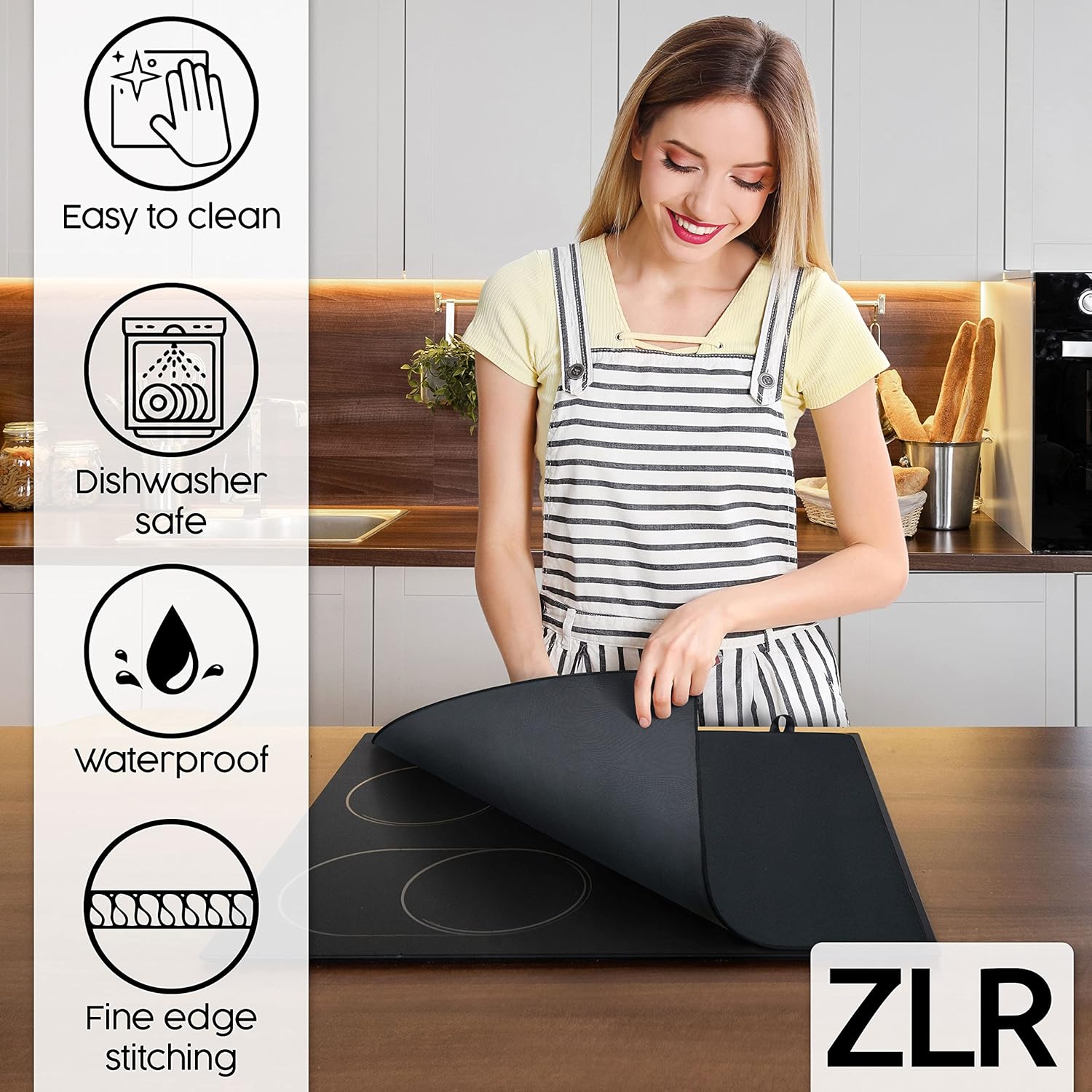 ZLR Glass Stove Top Cover (28.5“ x 20.5”) – Foldable Heat Resistant Electric Stove Cover – Anti-Slip Natural Rubber Glass Stove Top Protector - Prevent Scratching, Expand Usable Space