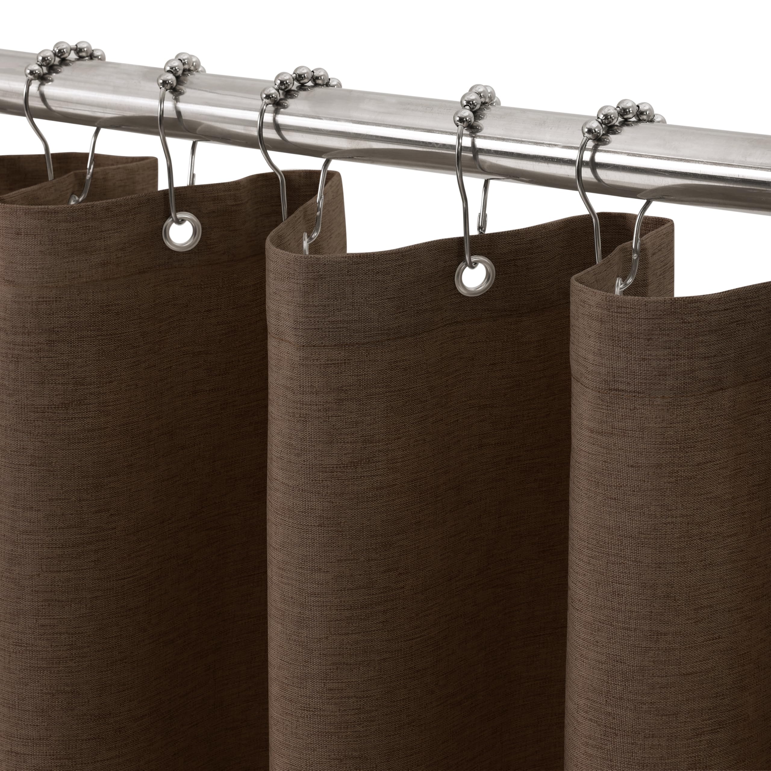 VANZAVANZU Duschvorhang mit Metall Duschvorhangringe Stoff Textil Badewannenvorhang Anti Schimmel Bad Vorhang Set Wasserdicht Badewanne Vorhang Schwerer Shower Curtain Badezimmer