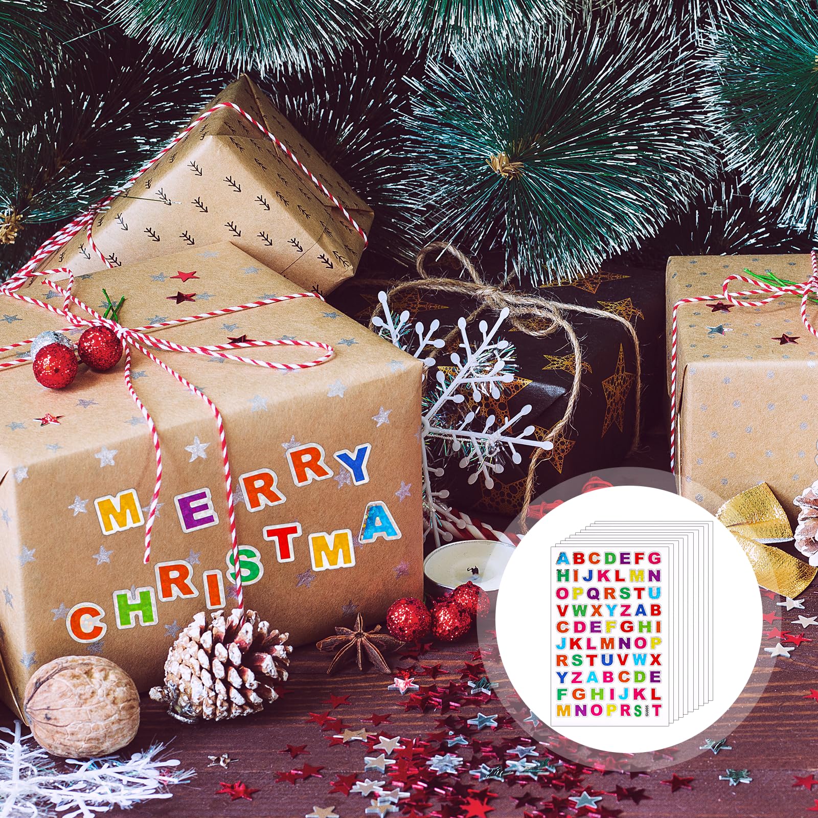 Bewudy Lot De 20 Feuilles D'autocollants à Paillettes Avec Lettres