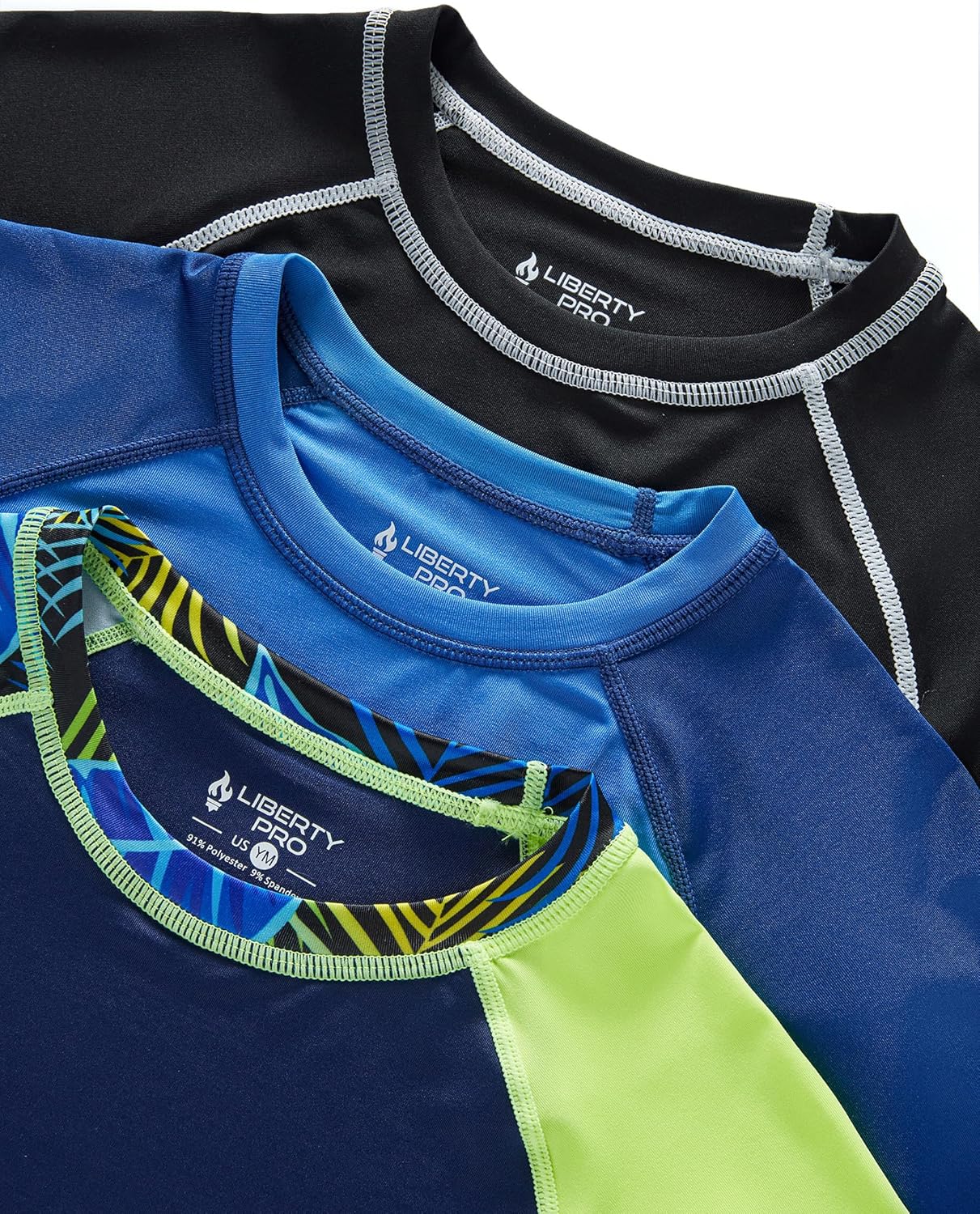 Liberty Pro 3 Pack Boys' UPF 50+ Rash Guard Long Sleeve Swim Shirts, Quick Dry UV Protection Swimwear for Kids - Image 4