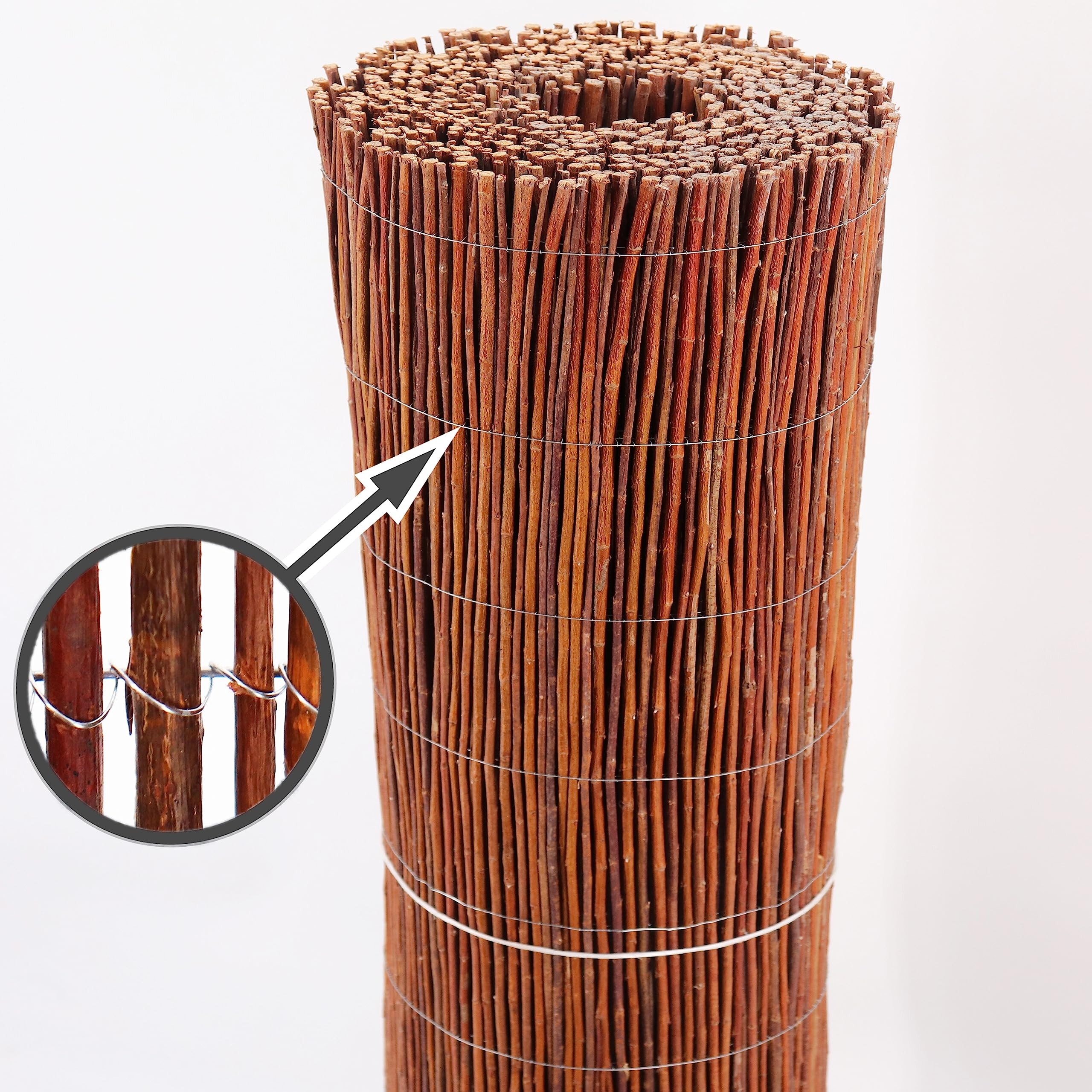 Aquagart Esterilla de mimbre, de mimbre, diferentes alturas, protección visual natural para jardín, balcón y terraza, valla de mimbre con tensión de alambre, valla de protección visual (5 m x 150 cm)
