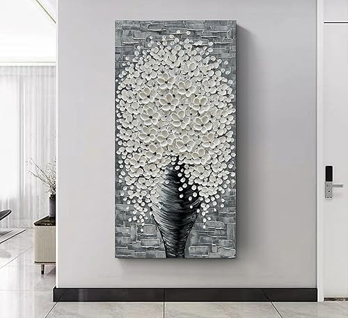 Miniatura 3 de Diathou Arte pintado a mano 3D flor pintura flor blanca arte decoración de pared pintura arte moderno sala de estar dormitorio decoración de pared