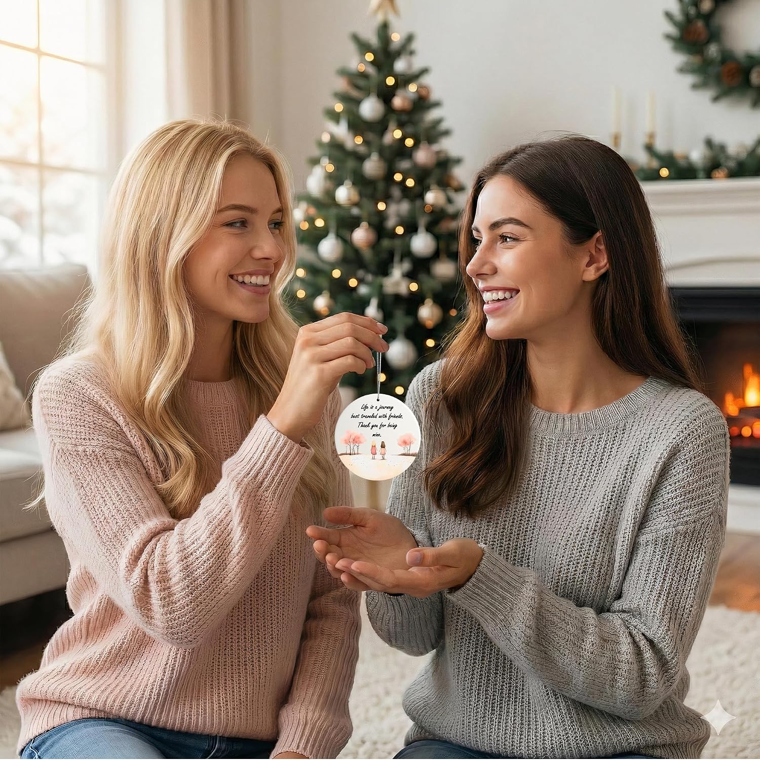 Friendship Ornament, for Women, Friend Ornaments, Friendship Gifts for Women, Gift for Friends, Birthday Gifts for Womens Friendships, Galentine Gifts for Women Friend (2 Girls)
