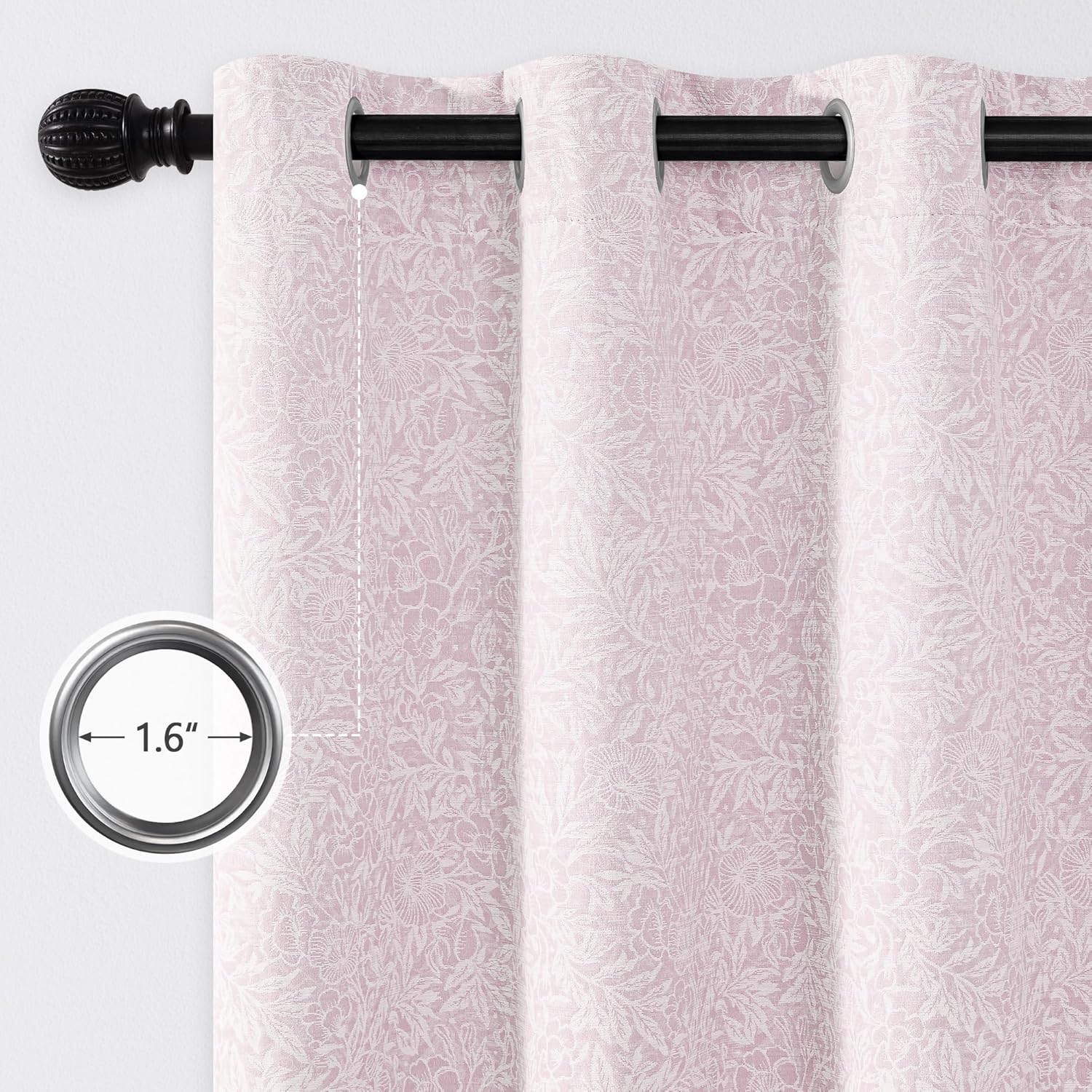 Metro Parlor Pink Floral Blackout Curtains 84 Inches Long for Bedroom, Jacquard Chenille Patterned Vintage Flower Curtains for Living Room Darkening Thermal Insulated Grommet Window Drapes, 2 Panels