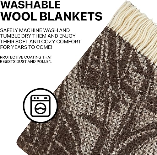 Miniatura 8 de Manta de lana  100% lana de Nueva Zelanda  Perfecta para el hogar y al aire libre  Manta de lana virgen con flecos de 55 x 79 pulgadas (55.1 x 78.7