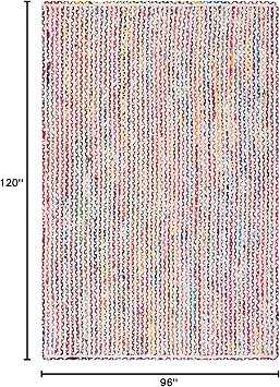 SAFAVIEH Area Rug 8x10 - Braided Collection - Large - Ivory & Multi, Handmade Cotton, Ideal for Living Room, Bedroom, Office, Dining Space (BRD261A)