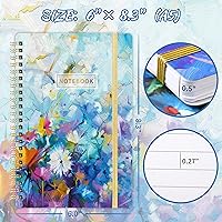 Vista 5 de Cuaderno en Espiral - Paquete de 3 Cuadernos A5 con Renglones, 21 x 15 cm, 3 × 160 Páginas, Diario para Mujeres, Cuaderno con Renglones