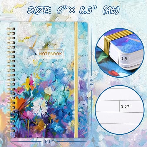 Miniatura 5 de Cuaderno en Espiral - Paquete de 3 Cuadernos A5 con Renglones, 21 x 15 cm, 3 × 160 Páginas, Diario para Mujeres, Cuaderno con Renglones