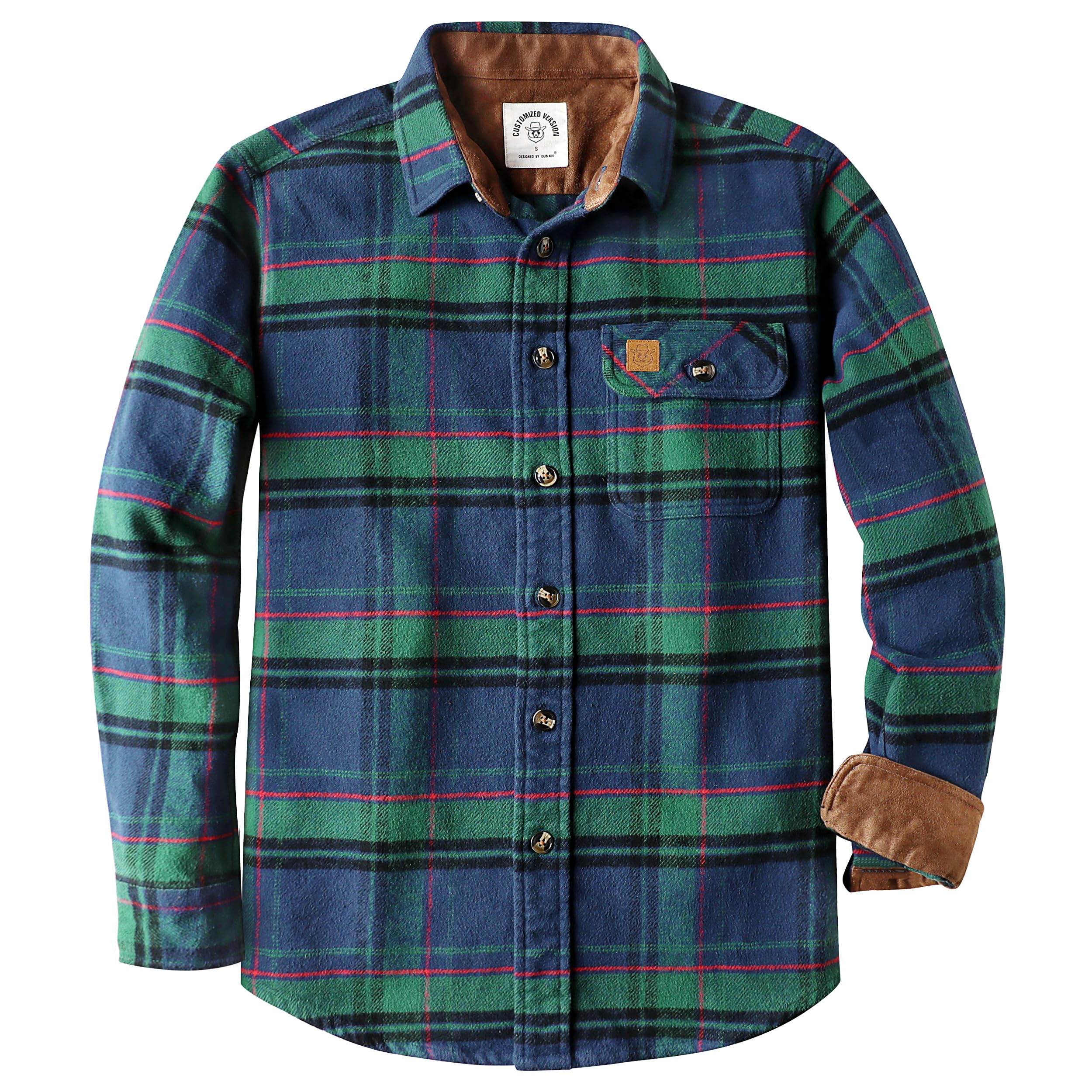 Dubinik® 13oz Super Schweres Flanellhemd Herren Hemd Langarm Kariert Warmes Casual Baumwolle Schwer Button Down