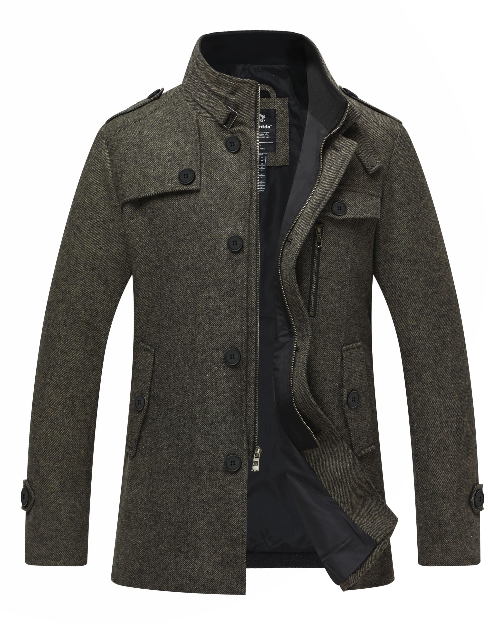 wantdo Men's Wool Blend Pea Coat