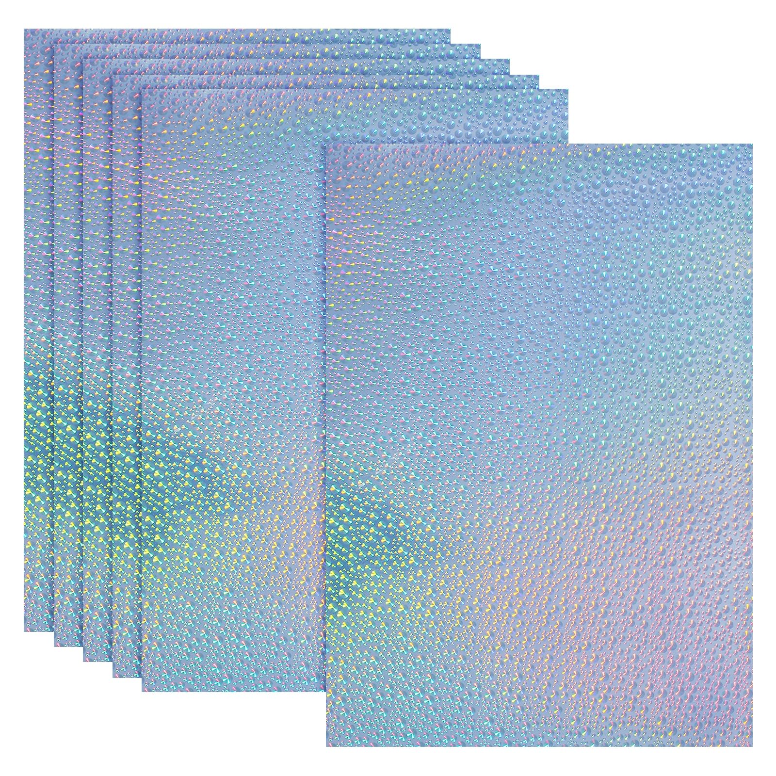 PATIKIL 12x8 Inch Printable Holographic Sticker Paper, 6 Sheets Vinyl Sticker Paper A4 Waterproof Quickly Sticker for Laser Printer Inkjet Printer, Water Droplet Pattern