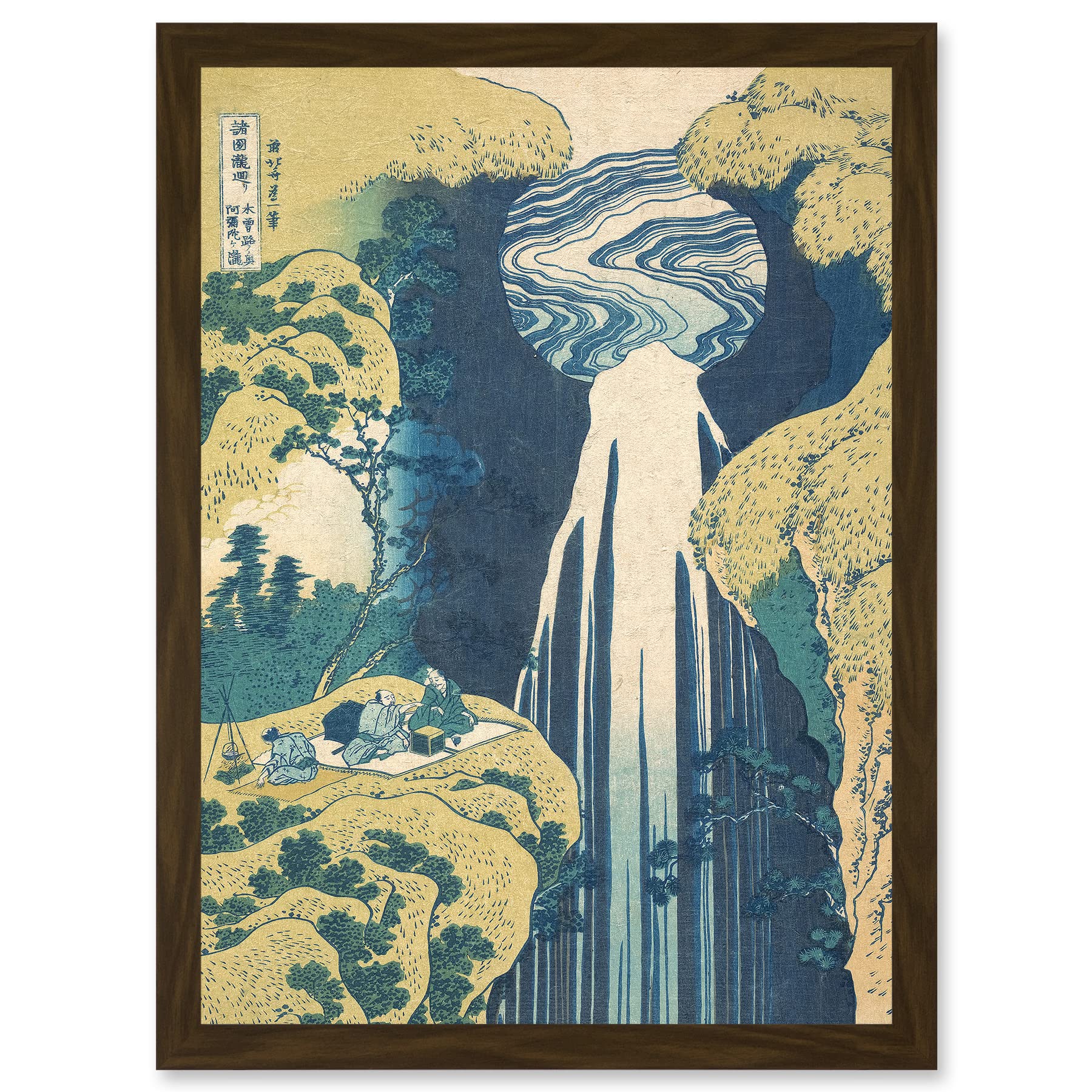 Artery8 Hokusai Amida Falls Kisokaido Road Japanese Waterfall Painting Artwork Framed Wall Art Print A4