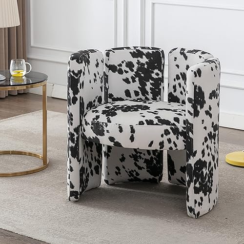 Miniatura 6 de chairus Silla de comedor moderna única de terciopelo, bonita y cómoda, tapizada, para sala de estar, dormitorio, recepción, vaca