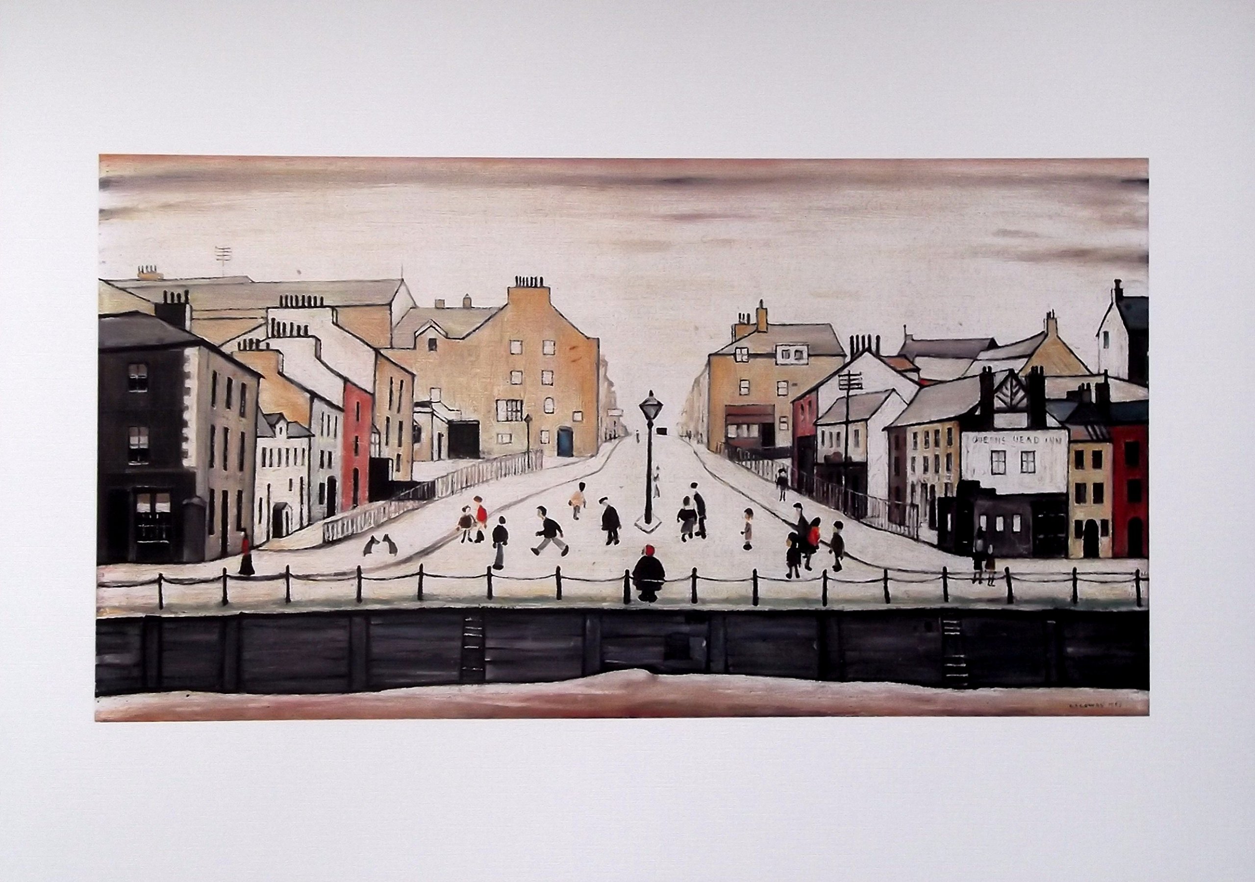 Stateoftheart-Uk With Central Image Authentic Uk Handcrafted L S Lowry Print - Senhouse St, Maryport - 15 X 9Inch Textured Image Plus Border