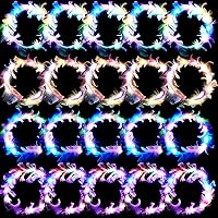 Vista 10 de Taiyin 30 diademas de plumas LED, corona iluminada, coronas de flores para mujeres, diadema que brilla en la oscuridad, para boda, recepción, Mardi