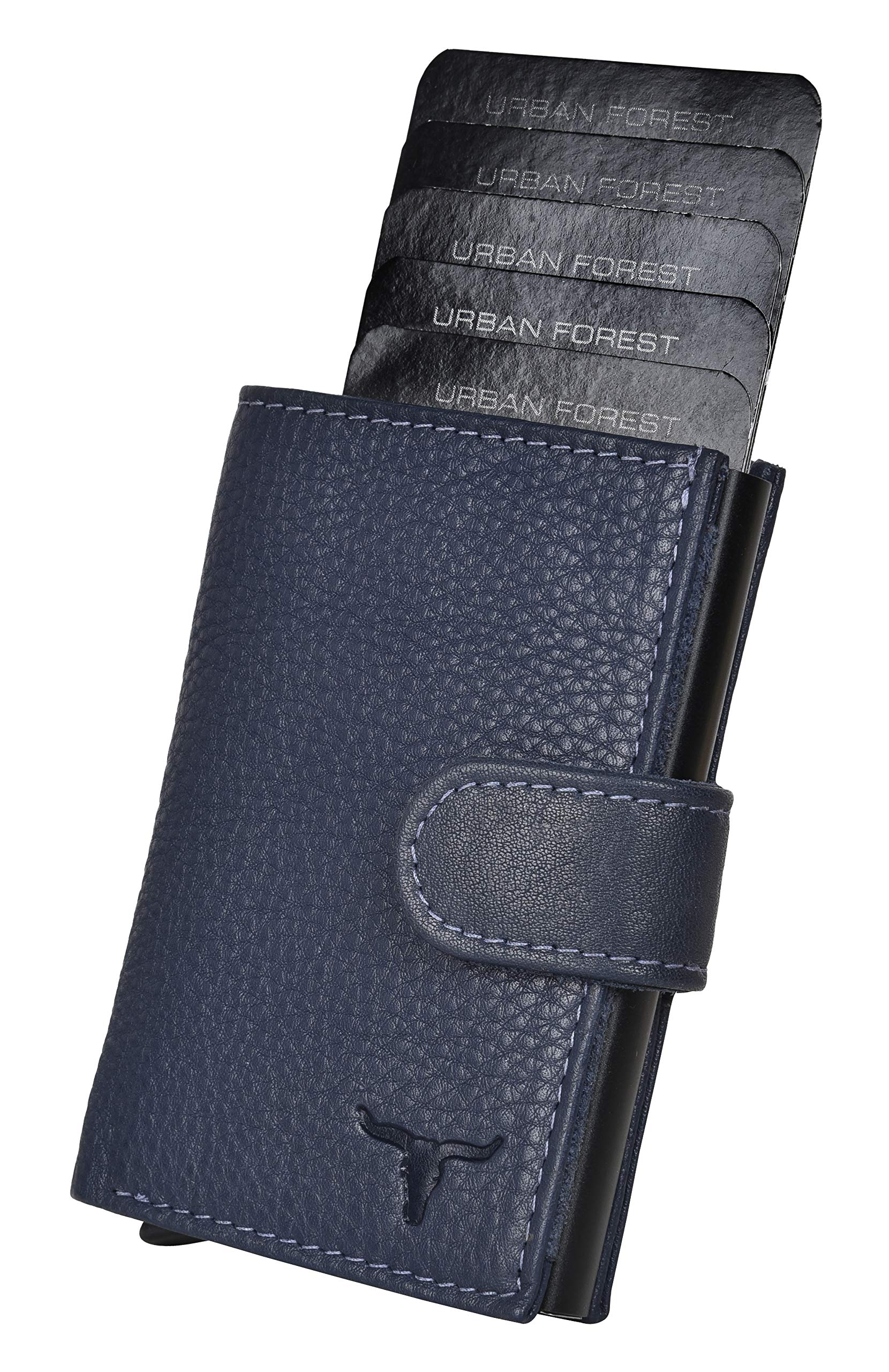 URBAN FOREST Drake Blue Card Holder Leather Wallet for Men