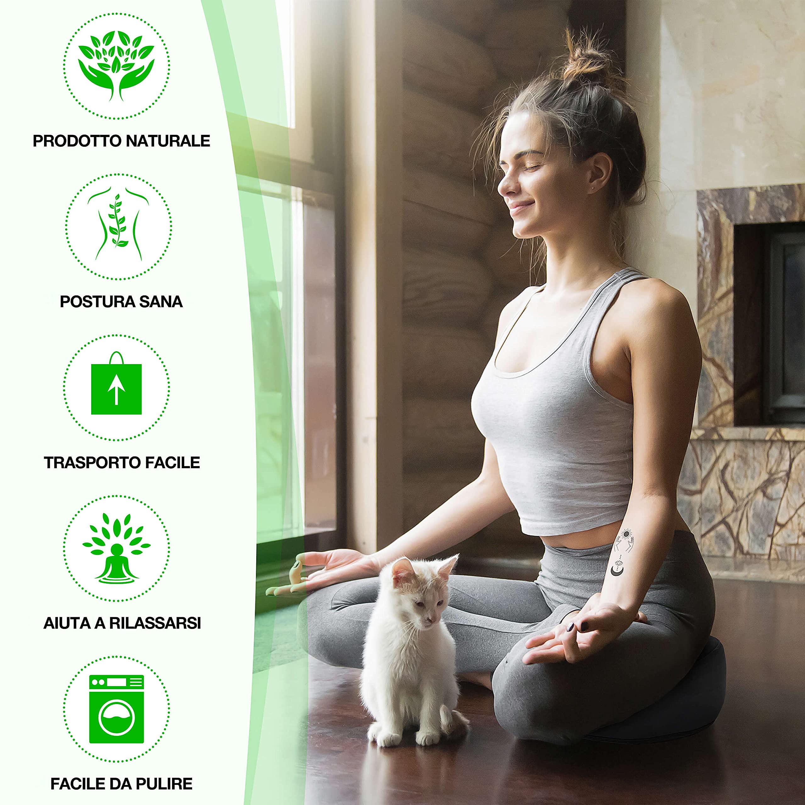 BACKLAxx Cuscino Meditazione ripieno di Grano Saraceno