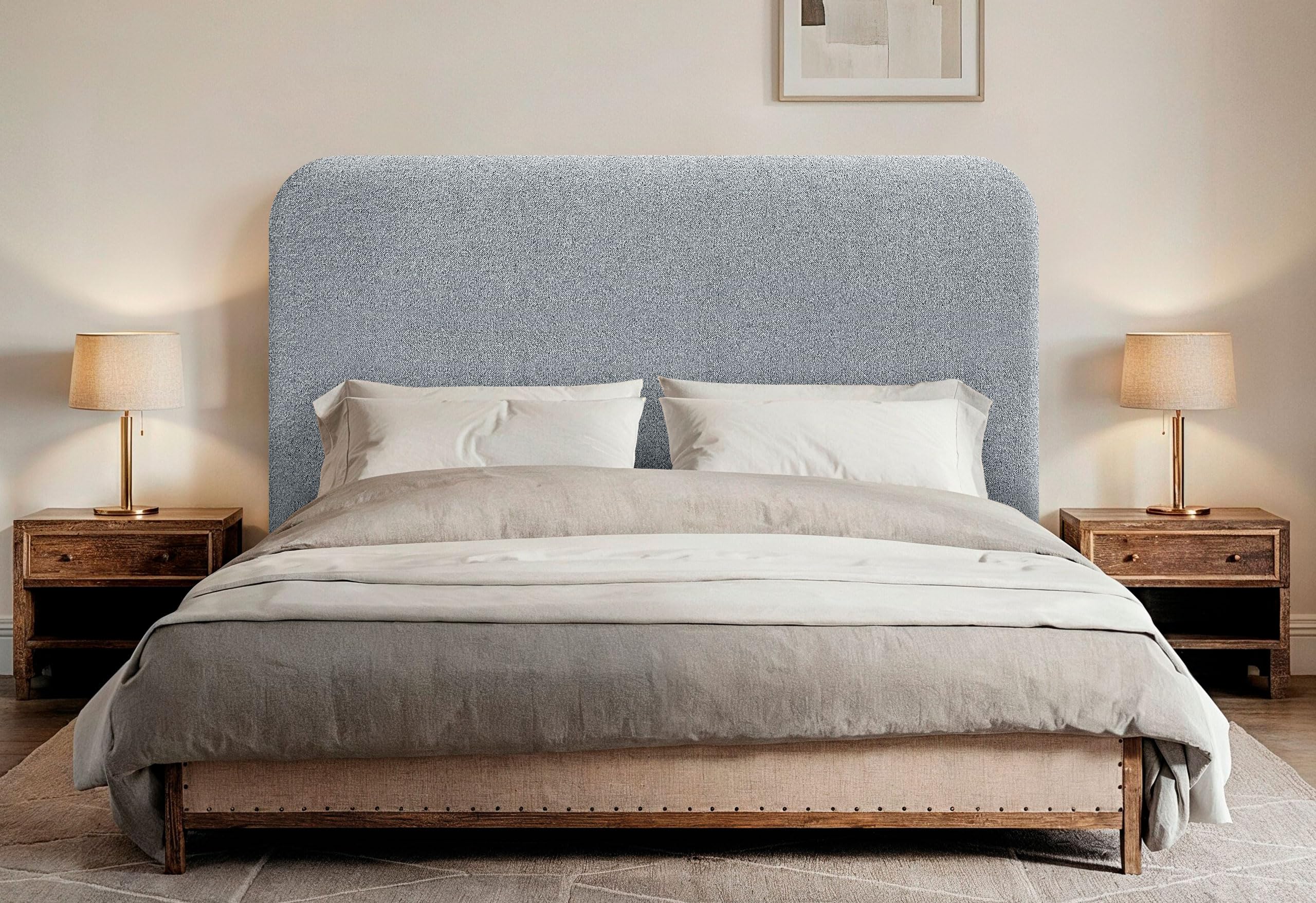 DHOME Testiera Imbottita Liscia Curva in Tessuto Aqualine Altezza 70cm da Parete Fonoassorbente Testiere Assorbenti Testata Letto Camera da Letto (Grigio Perla, 160cm)