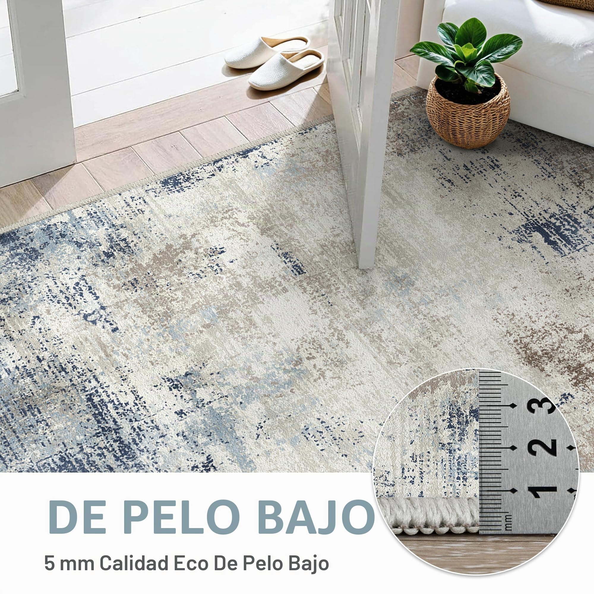 BEIMO Alfombra Salon Pelo Corto, Moderna Alfombra Habitación, Alfombras Antideslizantes Lavables, Alfombras Abstractas para Cuarto, Escaleras, Azul Tinta, 120x170cm | Diseño abstracto, alfombra de pelo corto grande y suave, antideslizante, para cocina y d