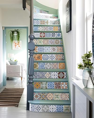 Miniatura 16 de FLFK Adhesivos para escaleras Sunrise Coast - Juego de 15, adhesivos para contrahuella de escalones pela y pega, 39.3"x7.08