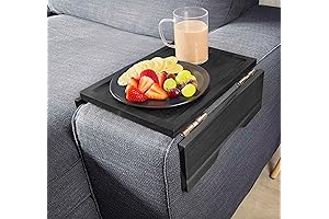 Sturdy Couch Arm Table Tray with Double Hinges - Black Pine