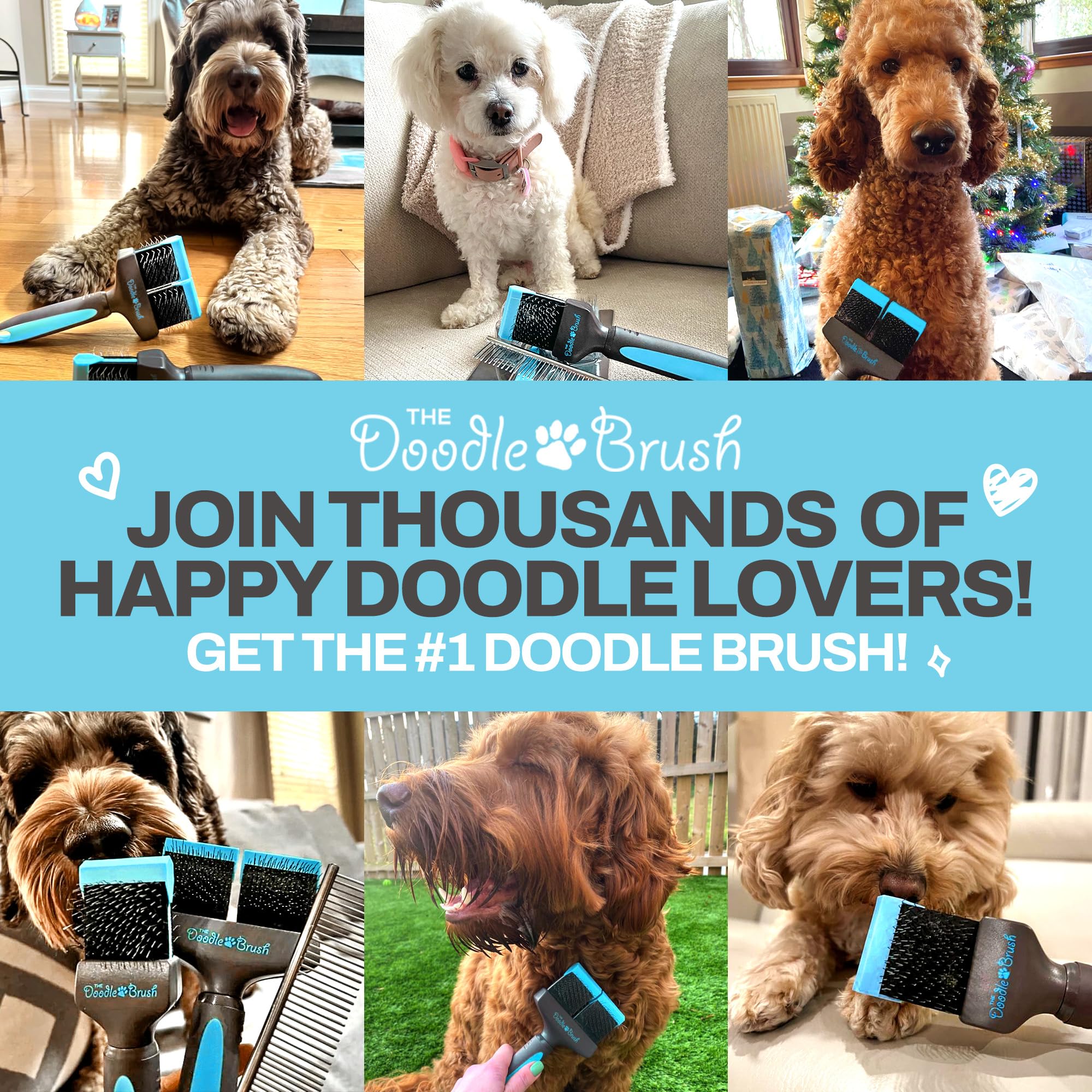 The Doodle Brush Spazzola Lisciante per Cani, Spazzola per Doodle, Goldendoodle, Barboncini, Labradoodle, Districante per Nodi, Grooming Senza Grovigli per Toelettatura a Pelo Lungo