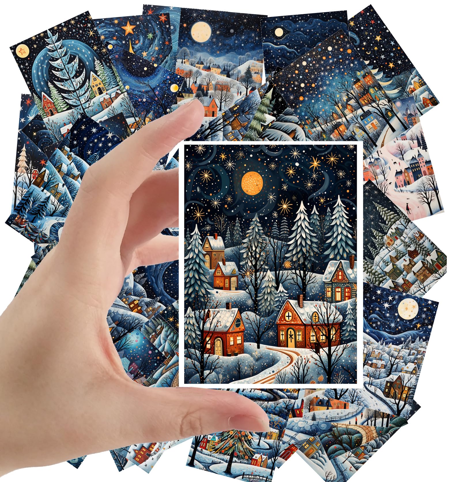 Stickers Noël enneigé vintage de 6,3x8,9cm pour sublimer vos paquets cadeaux