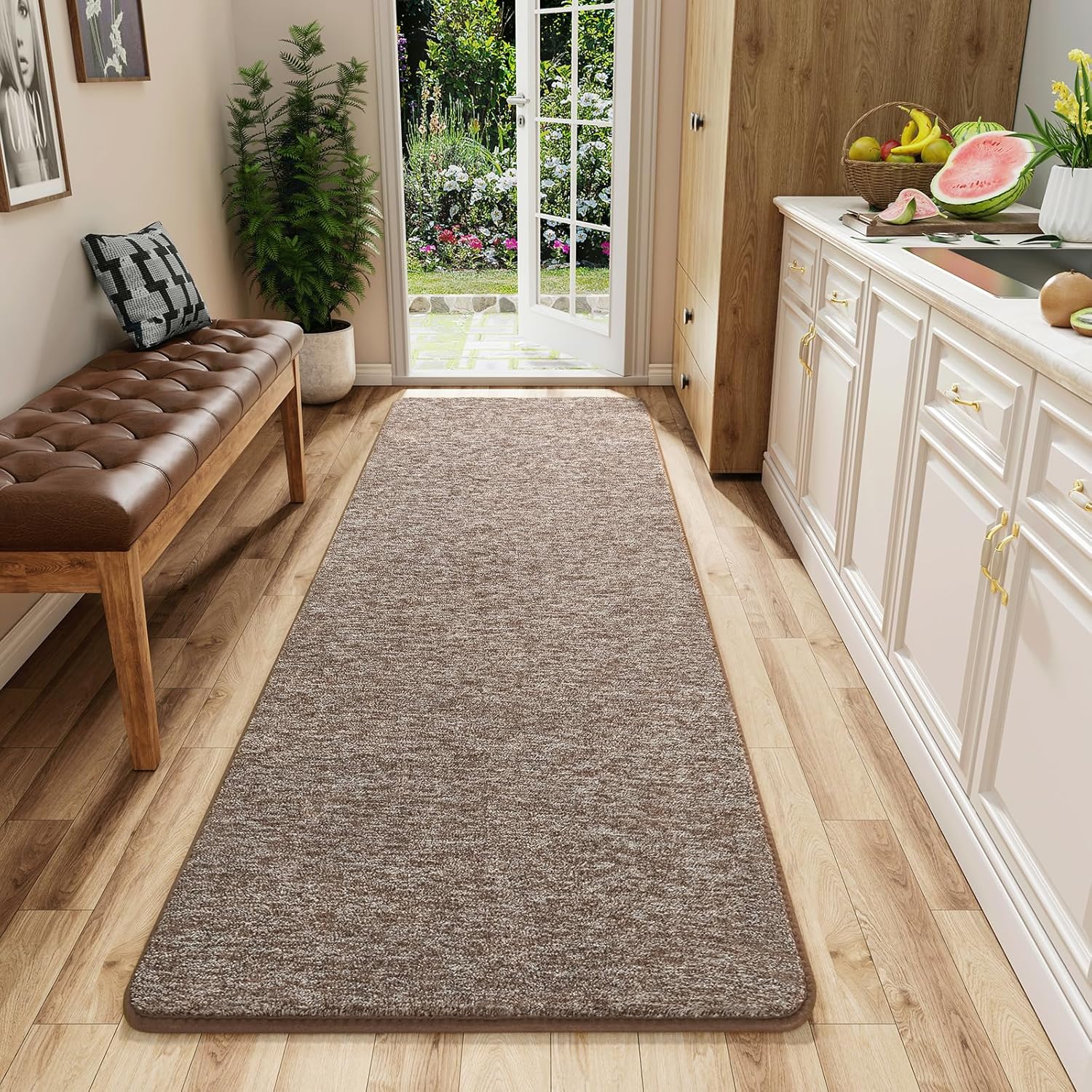 AROGAN Washable 2x6 Runner Rug for Hallway, Long Runner Rugs wtih Soft Memory Foam for Bedroom, Non Slip Backing Carpet Runners for Hallways, Kitchen, Bathroom, Entryway Home Decor, Matte Brown 2' x 6' (Runner) Matte Brown