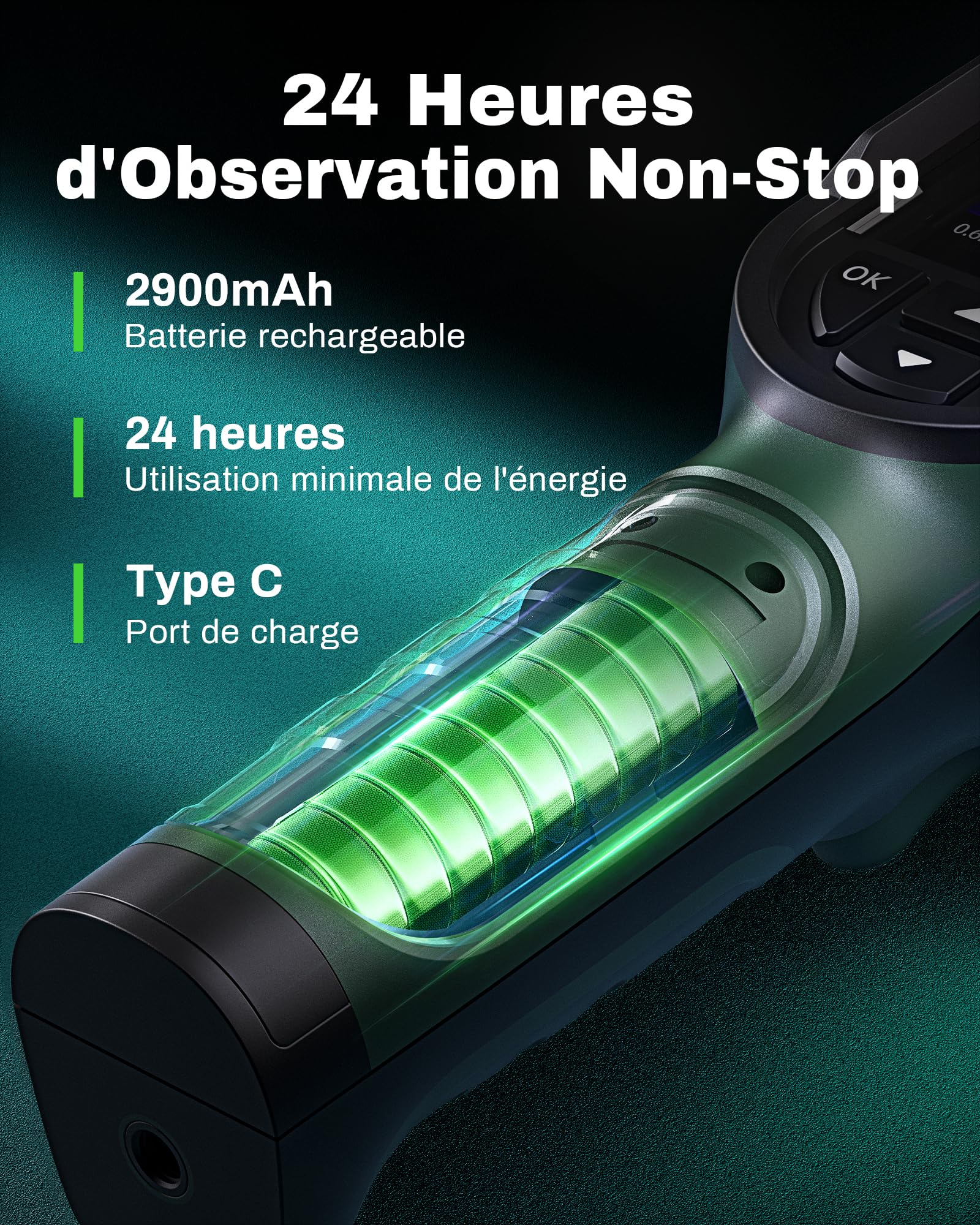 AMPBANK Camera Thermique Infrarouge 240x240 IR-Auflösung,24 Heures d'Autonomie Camera Infrarouge,25Hz Taux de Rafraîchissement,-20°C à 450°C, H128 Caméra Thermique Compacte avec Alarme de Température