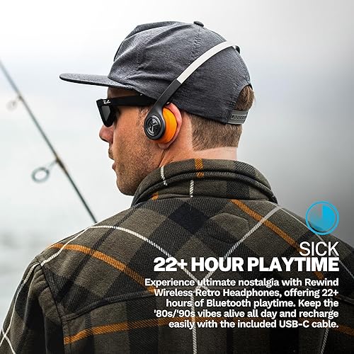 Miniatura 2 de JLab Rewind 2 - Auriculares inalámbricos retro, más de 20 horas de reproducción, soporte de aplicaciones, multipunto Bluetooth + uso compartido