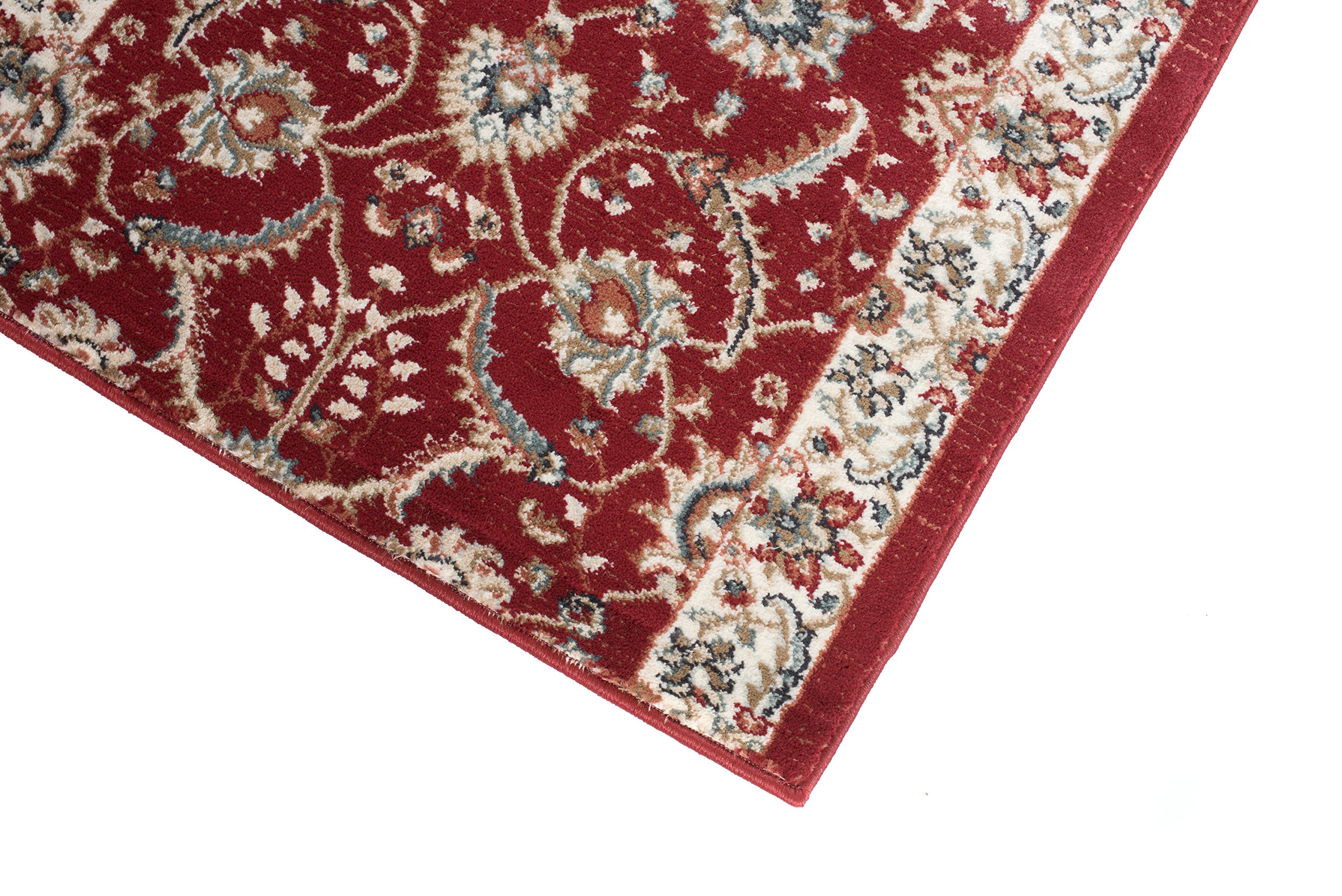 TAPISO Dubai chodnik dywan mostek czerwony klasyczny tradycyjny ornament kwiatowy wzór bieżnik dywanowy do korytarza salonu Ökotex 100 x 360 cm