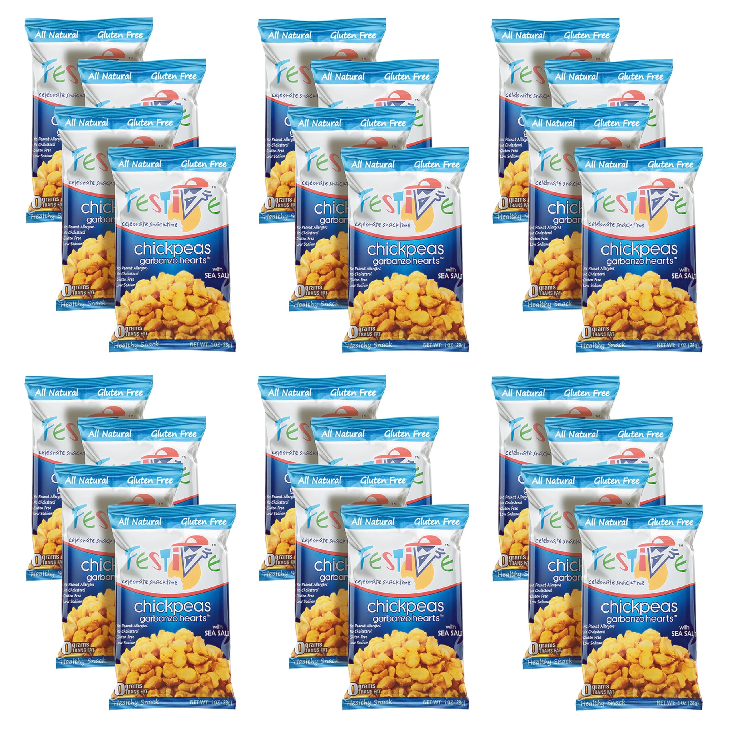 Feel Festive 24-Count Sea Salt Chickpea Garbanzo Beans - Crunchy Balanced Macro Nut Free Multipack Snacks - Non-GMO Vegan Soy-Free