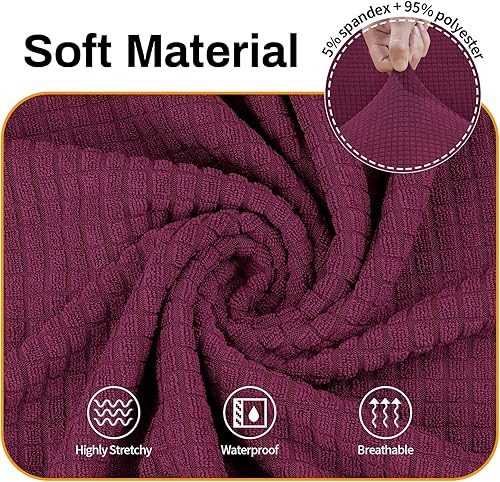 Vista 120 de Asnomy Couch Covers for 3 Cushion Couch Stretch Sofa Covers Slipcovers, Pet Protector Furniture Covers for Dogs Cats Spandex Jacquard Fabric Small