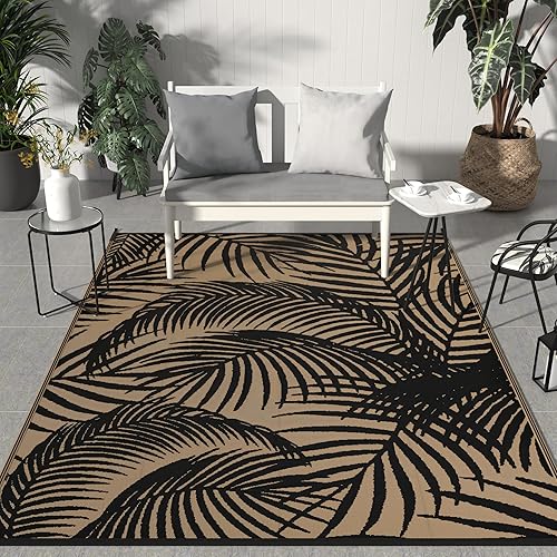 GENIMO - Alfombra para exteriores de 6 x 9 pies, impermeable, reversible, de pajillas de plástico, para patio, espacios amplios, ligera, para