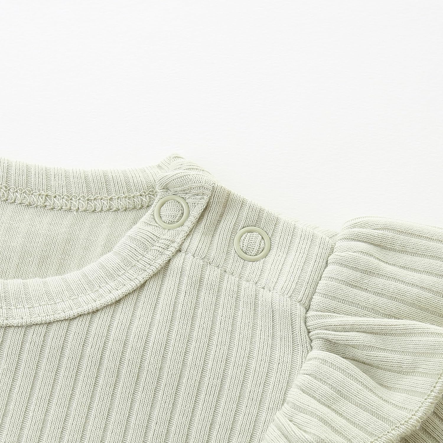 Baby Girl Knit Ruffle Outfit Clothes Ribbed 100% Organic Cotton Solid Color Long Sleeve Romper Clothes 0~24M - Image 9
