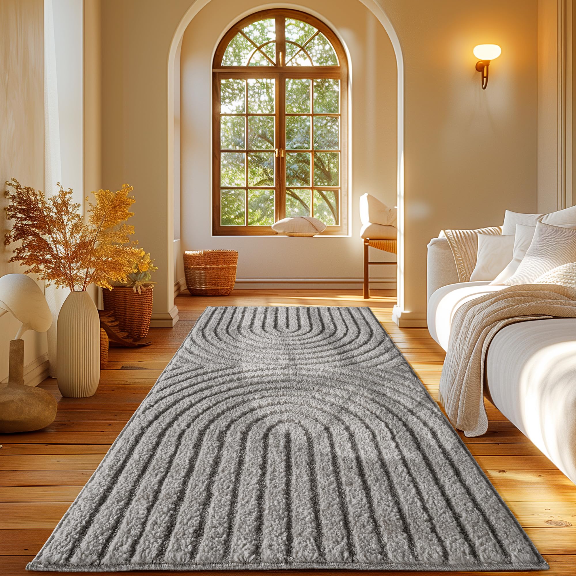 Carpetsale24 Wohnzimmer Teppich Hochflor Skandi Boho Karo Muster Hoch-Tief Struktur Shaggy Langflor Weich Flauschig Strapazierfähig Pflegeleicht Modern für Schlafzimmer