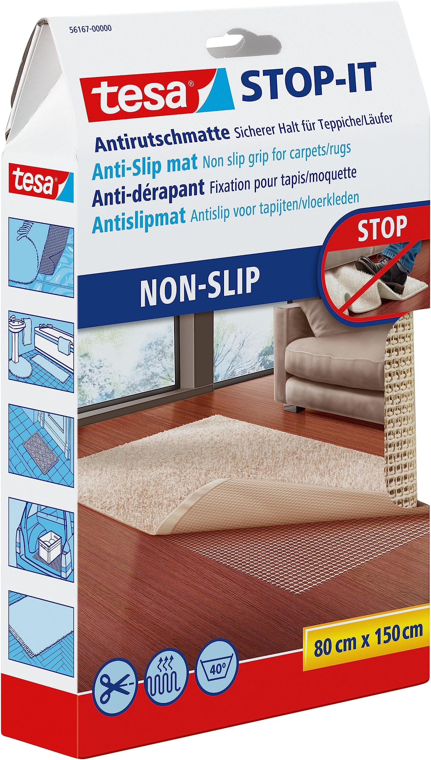 Antirutschmatte Für Teppiche 110x160cm - Zuschneidbarer Gleitschutz Für Böden & Möbel