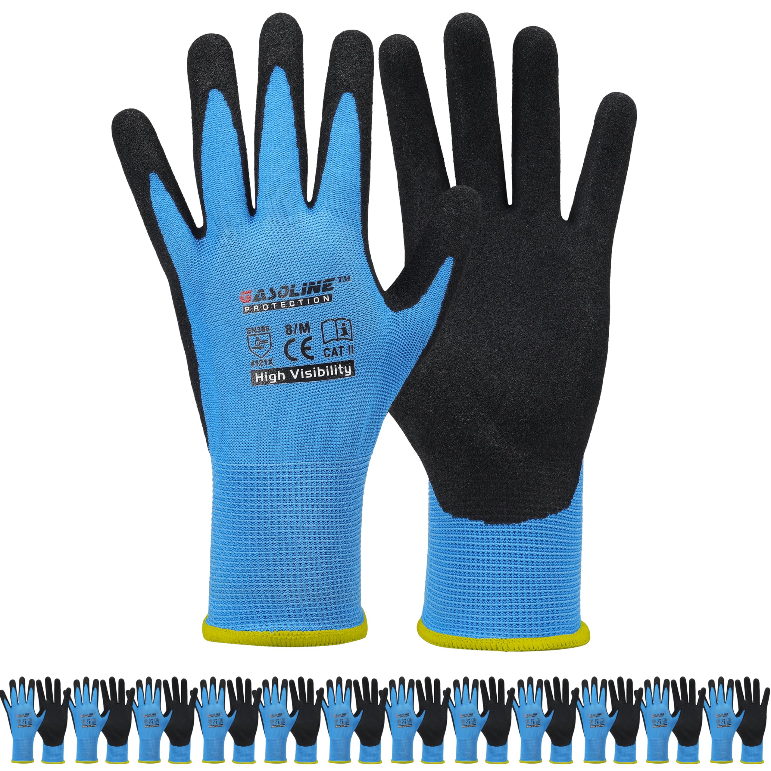 Work Gloves MicroFoam Nitrile Coated-12Pairs Seamless Knit Nylon Gloves Blue Work gloves