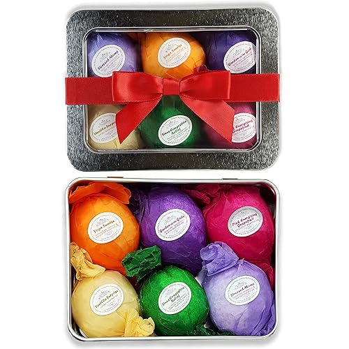 Bombas de baño set de regalo para el día de la madre - Fabricadas en EEUU - 6 pastillas efervescentes de aceites esenciales naturales ultra