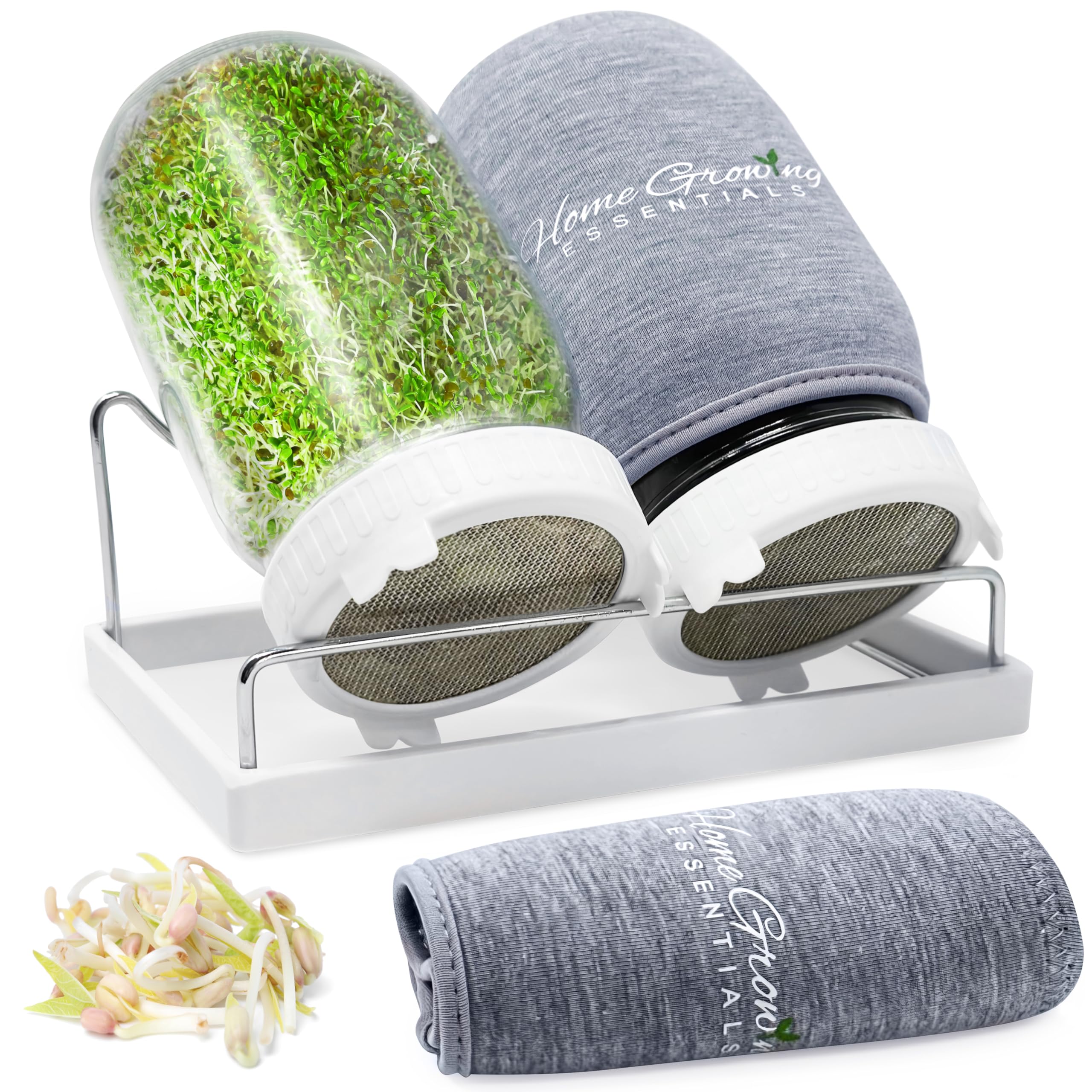 Sprouts Growing Kit, Microgreens Growing Kit, x2 32oz Sprouting Jar, Sprouting Kit, Broccoli Sprouts Growing Kit and Germination Kit for Bean Sprouts, Broccoli Sprouts, Alfalfa Sprout Seeds