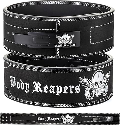 Miniatura 6 de Body Reapers Cinturón de levantamiento de pesas para hombres y mujeres, cinturón de palanca resistente, hecho de piel de becerro de 0.394in de
