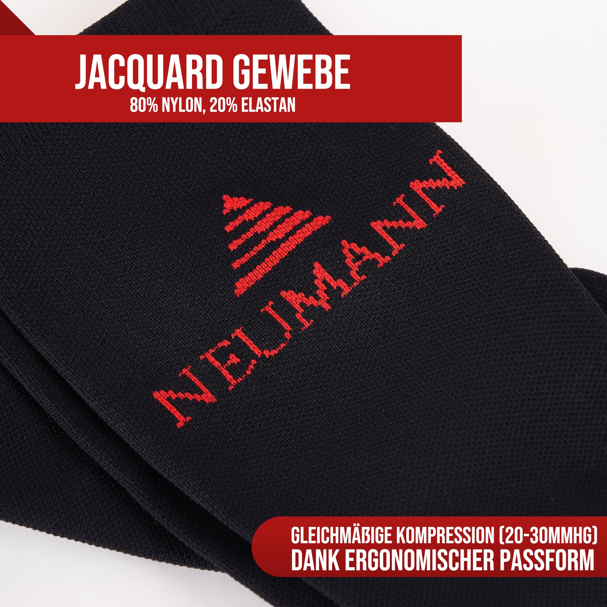 NEUMANN Pończochy uciskowe Premium żakardowe – dla kompresji i stabilności podczas biegania, uprawiania sportu, pracy i wielu innych – większa wydajność i szybszy odpoczynek (rozm. 35-38, 20-30mmHg)
