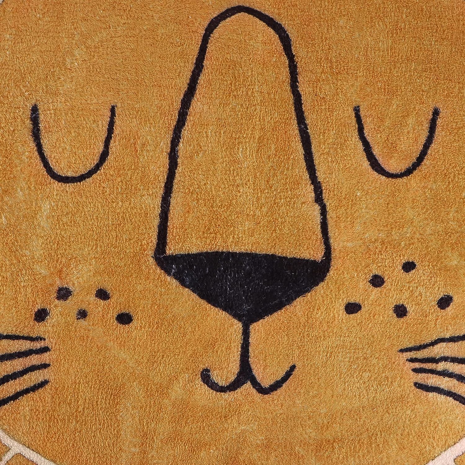 Tapis Rond Marron et Jaune, Motif tête de Lion, Tapis pour Enfant, Dessous antidérapant, Lavable, Tapis de Jeu intérieur et extérieur (120x120cm)