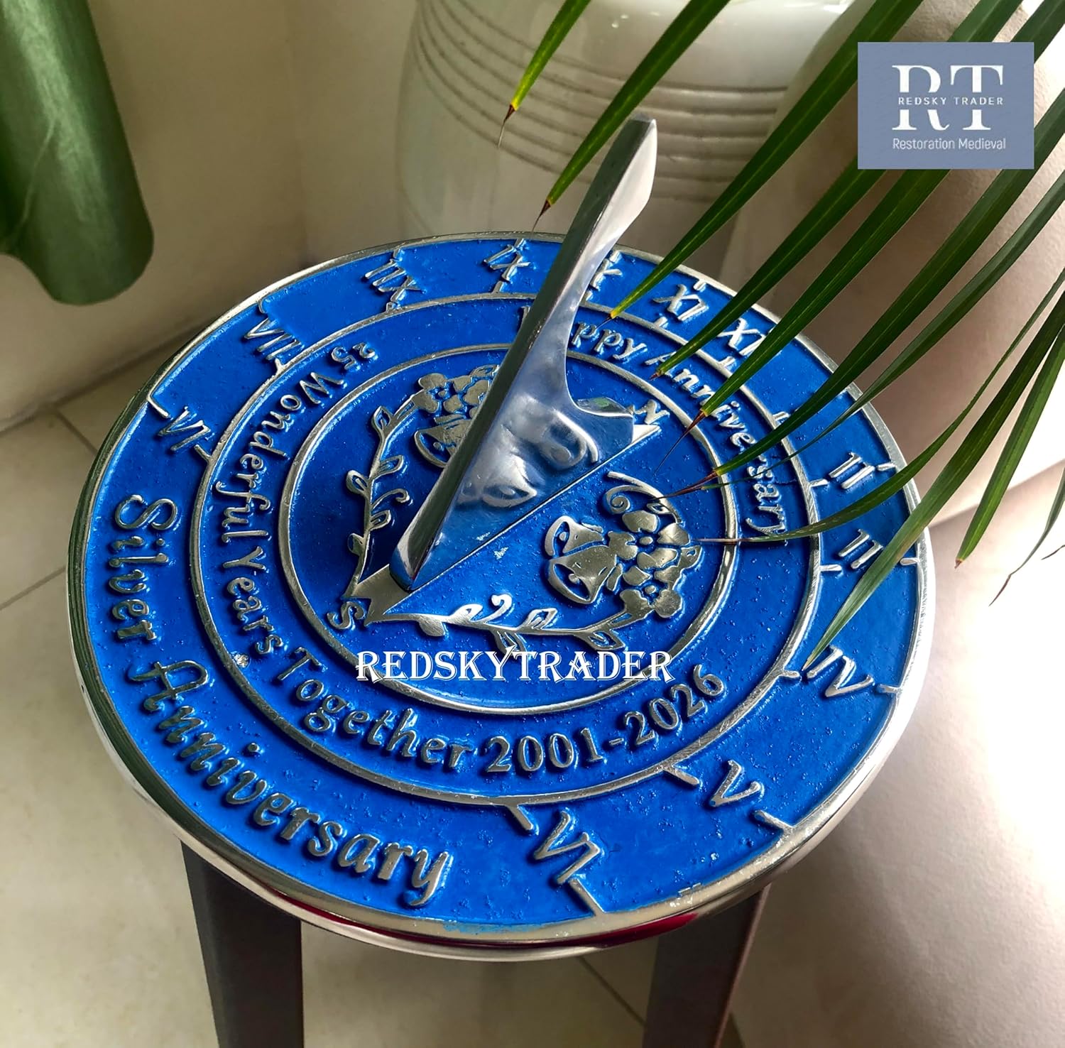 8" Anniversary Sundial Home Garden Décor Gift for Your Loves Ones (25th Anniversary Sundial)