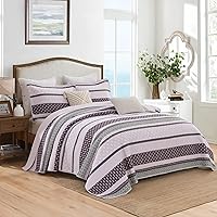 Vista 138 de Homzard King Size Quilt Set, Grey White Snowflake Striped Comforter Set,Cotton Gray Bedspread King Size, Lightweight Comforter Fall Bedding 3 Piece