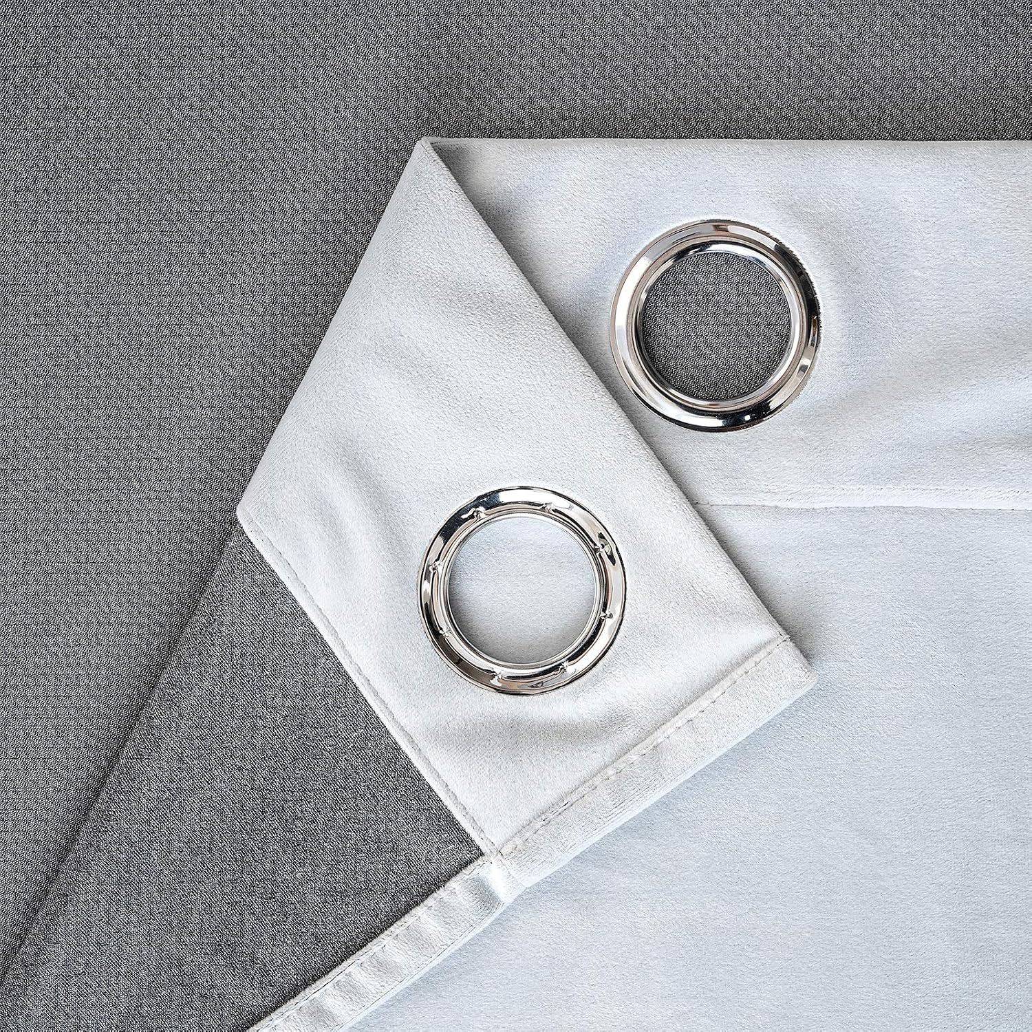 MIULEE Greyish White Velvet Curtains for Bedroom 2 Panel Set 88 Inch Drop Curtains - Image 5