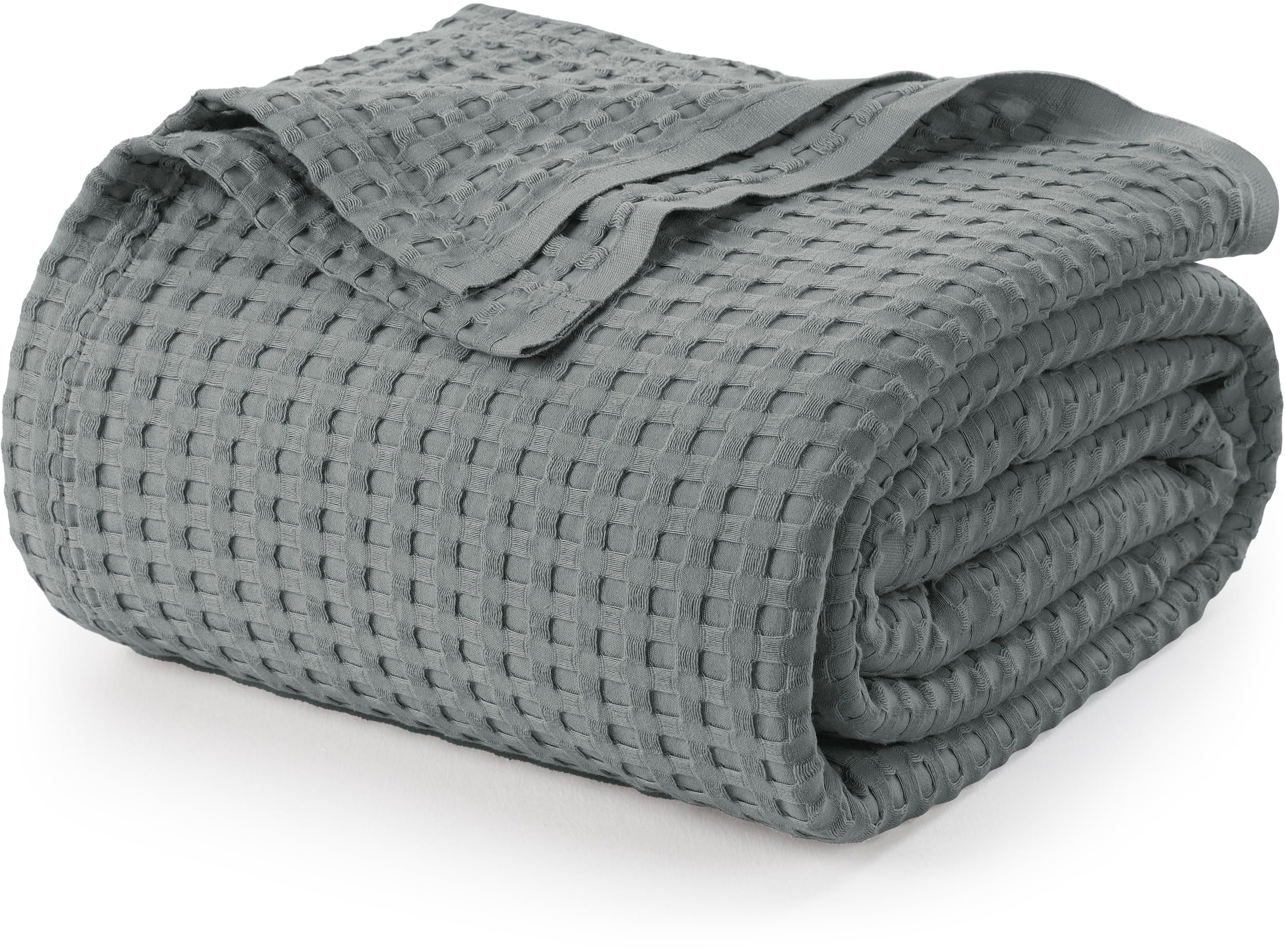 Utopia Bedding Cool Grey 100% Cotton Waffle Blanket 300 GSM [Queen - 90x90 Inch] Soft Lightweight Breathable Bed Blanket for All Season