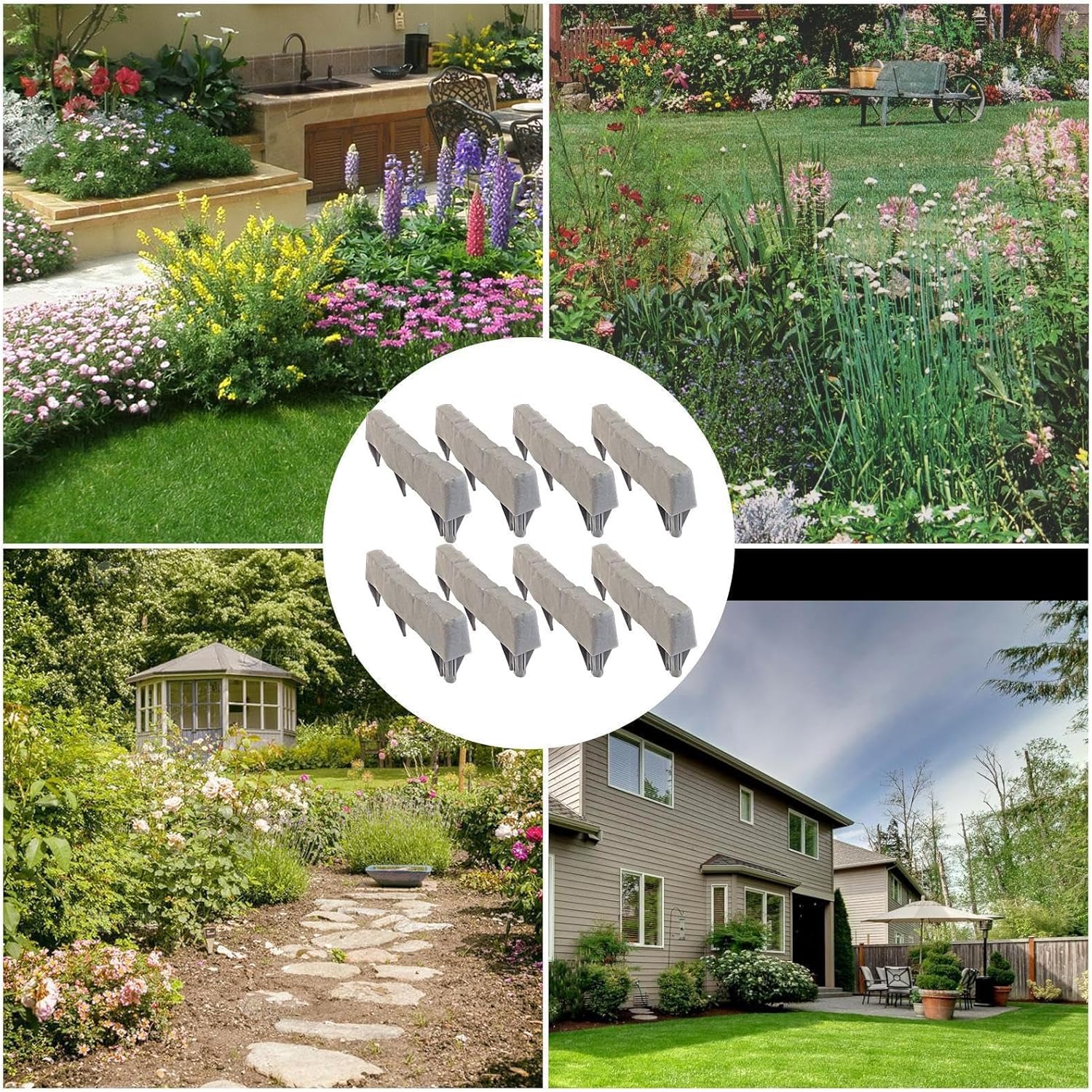 Faux Stone Edging for Landscaping | Fake Stone Block,No Dig Garden Border Edging,for Lawn, Yard, Flower Bed, Pathway, Walkway, Patio, Outdoor Fence