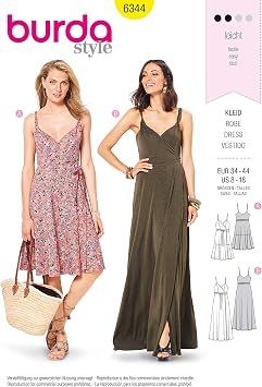 Burda Style Sewing Pattern 6344 - Misses Wrap Dress, A8-10-12-14-16-18