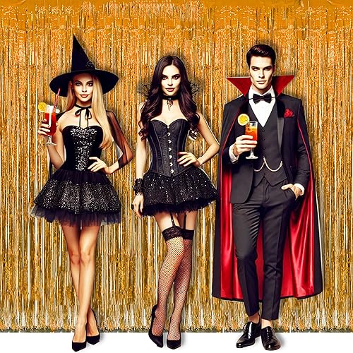 Miniatura 10 de Allgala 4PK 3.3 x 9.8 pies (3.3 x 9.8 ft) cortinas de fondo de fotos de fiesta de oropel metálico para decoración de puerta con flecos, azul-BD52606